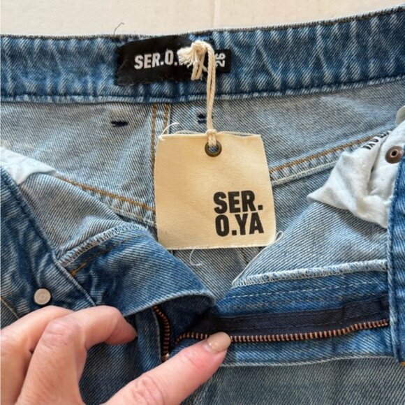 SER.O.YA Veronica Jogger Jeans in Olympic Bleach Drop Crotch Cargo Size 26 NWT - Picture 8 of 15